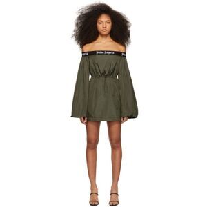 EUC Palm Angels Balloon Dress Off-the-Shoulder in Military Green RARE